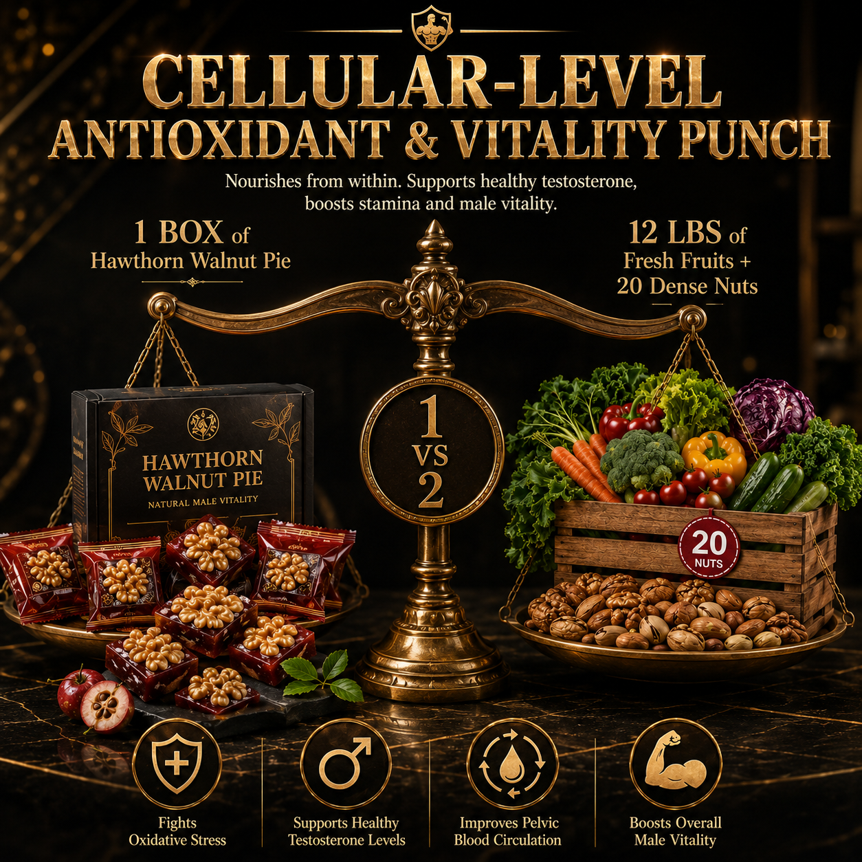 🔥 Natural Daily Fuel for Men’s Strength, Stamina & Vitality｜Hawthorn Walnut Pie -XLB 💪