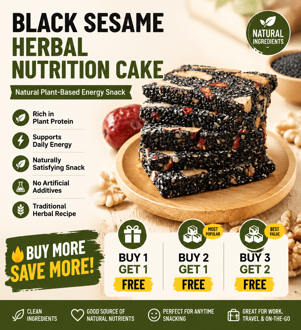 Nutritionist Recommended Black Sesame Walnut Soft Cake-SUY