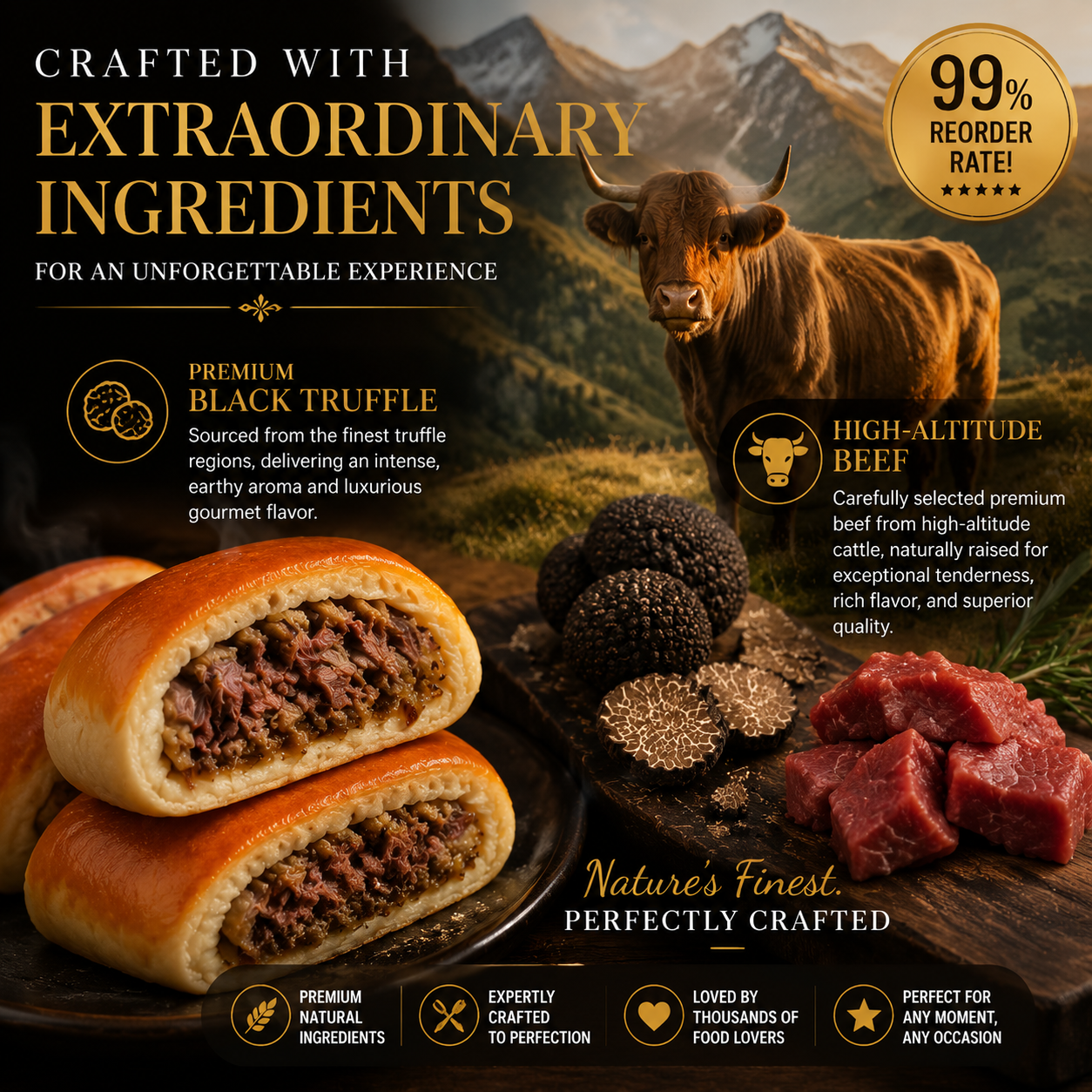 Alpine Black Truffle Beef Bread — Premium Mountain Beef & Rare Black⭐-SUY