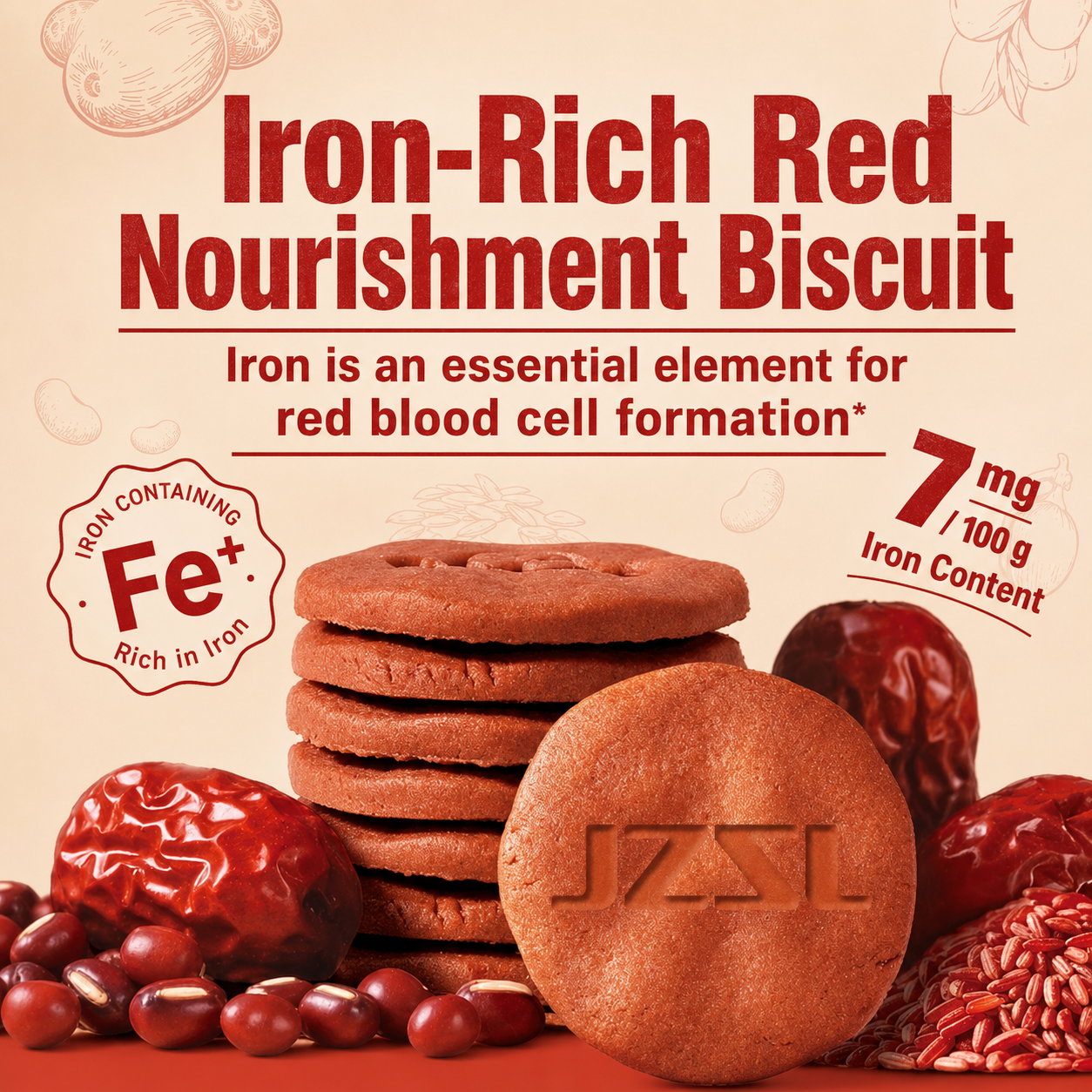 Red Iron Nutrient Cookies to Replenish Qi and Blood-ZRT