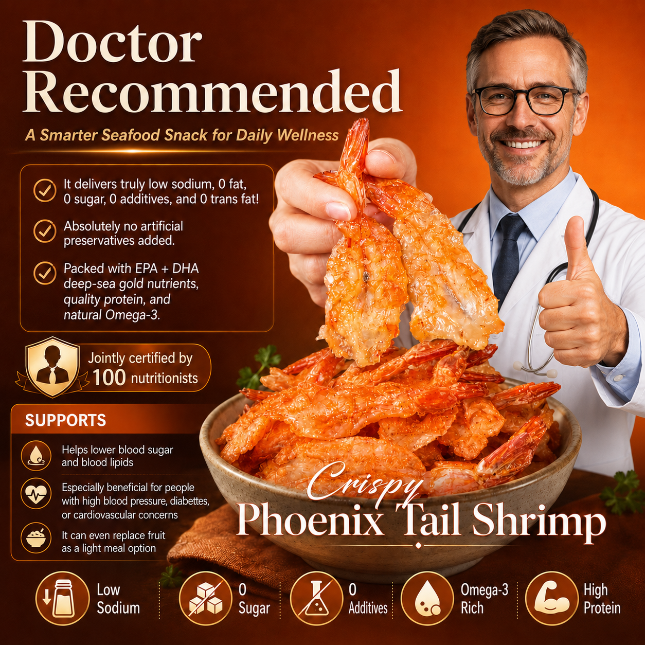 🤤100% All-Natural Crispy Shrimp-Supports Healthy Cardiovascular & Blood Sugar Levels-AUX