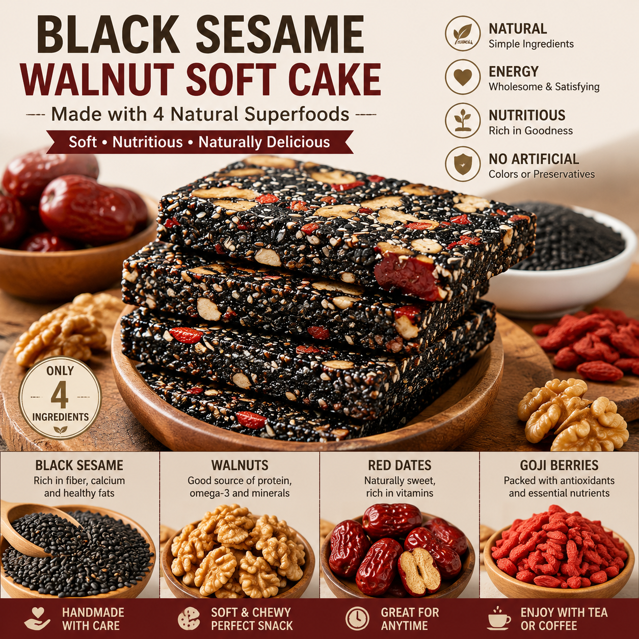 Nutritionist Recommended Black Sesame Walnut Soft Cake-SUY