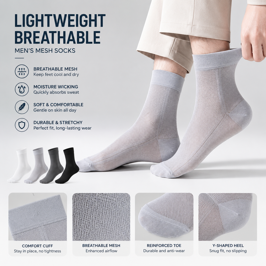 Ultra-Thin Breathable Mesh Socks for Men – Stay Cool, Dry & Comfortable All Day-HJY