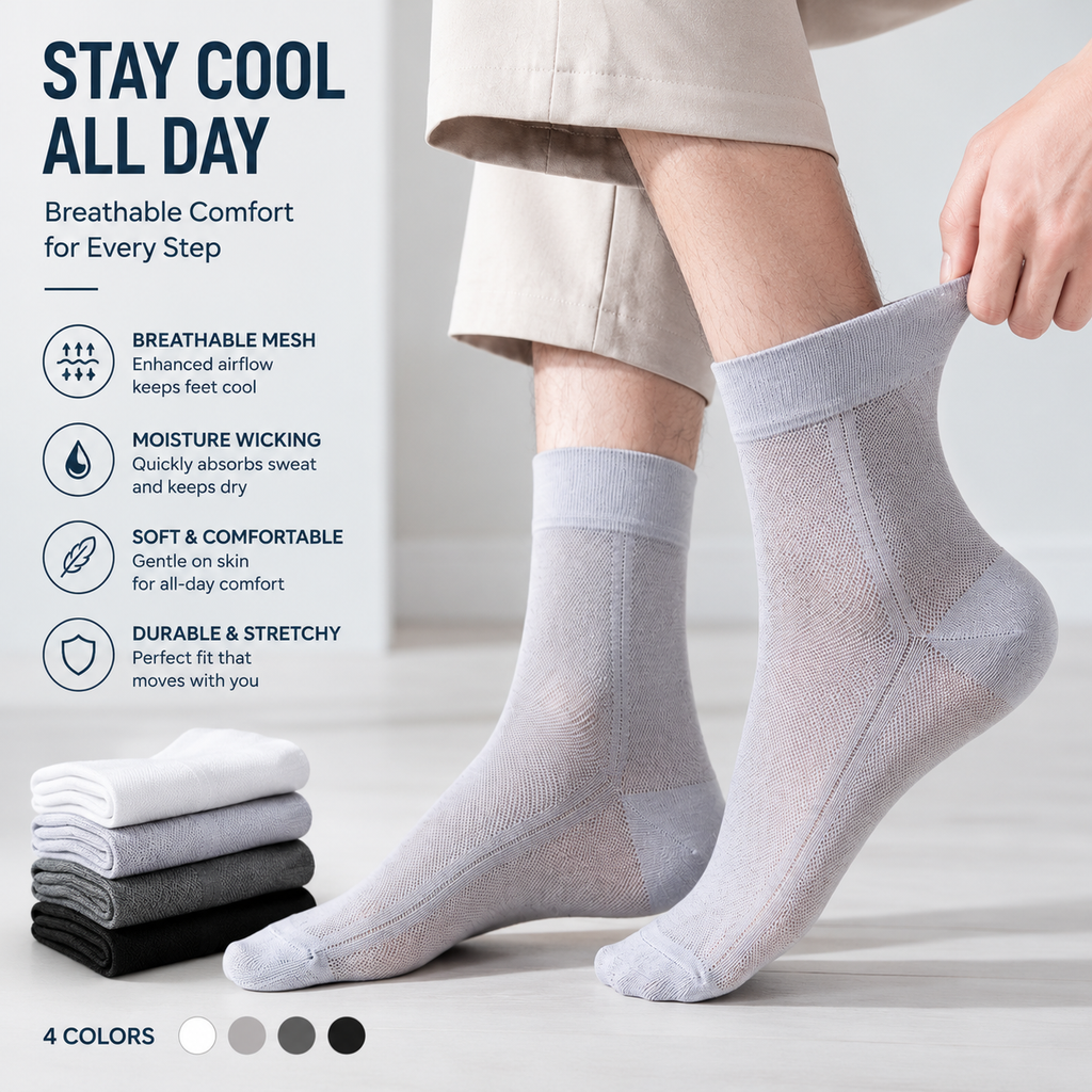 Ultra-Thin Breathable Mesh Socks for Men – Stay Cool, Dry & Comfortable All Day-HJY