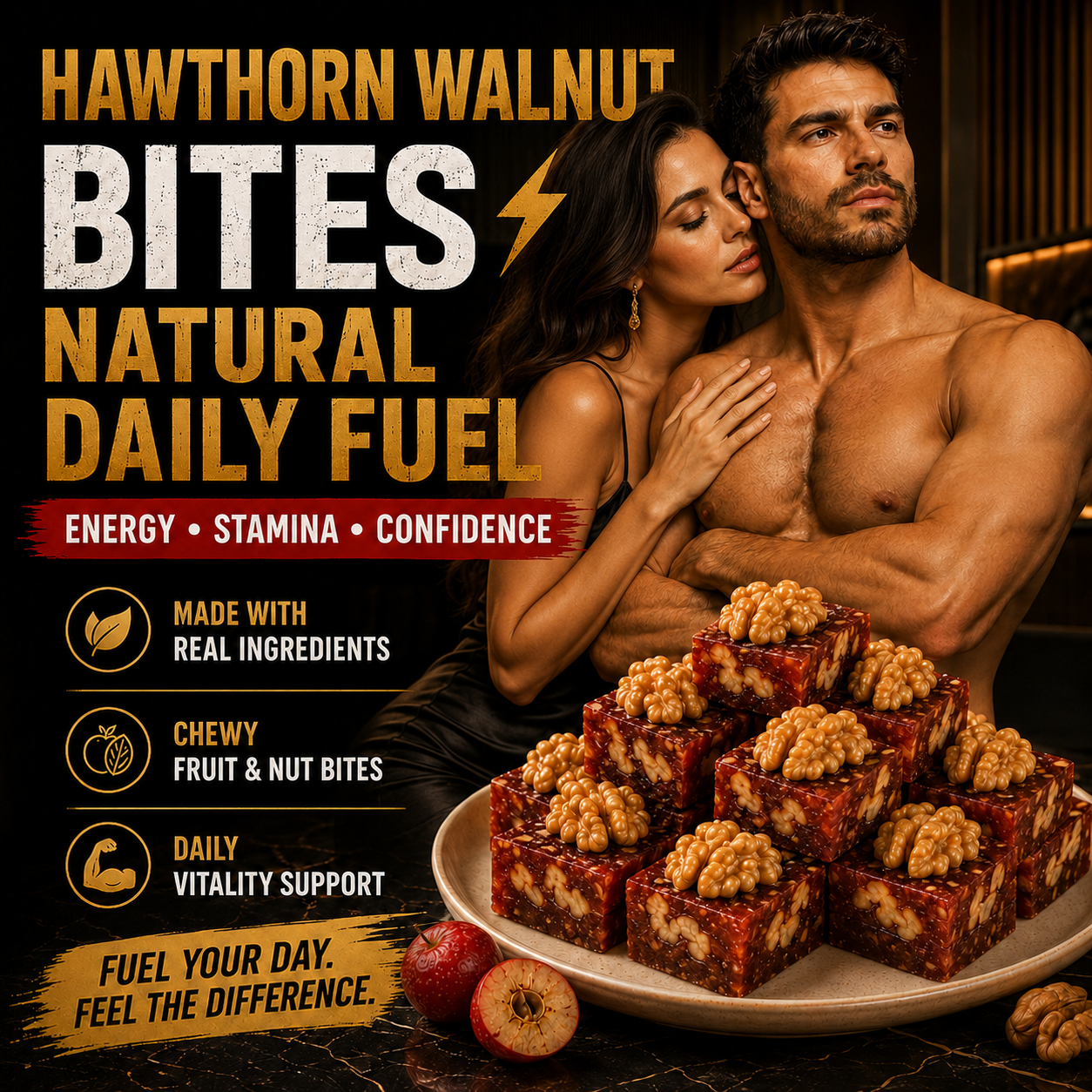 Natural Daily Fuel for Men’s Strength, Stamina & Vitality-Hawthorn Walnut Pie-HJY