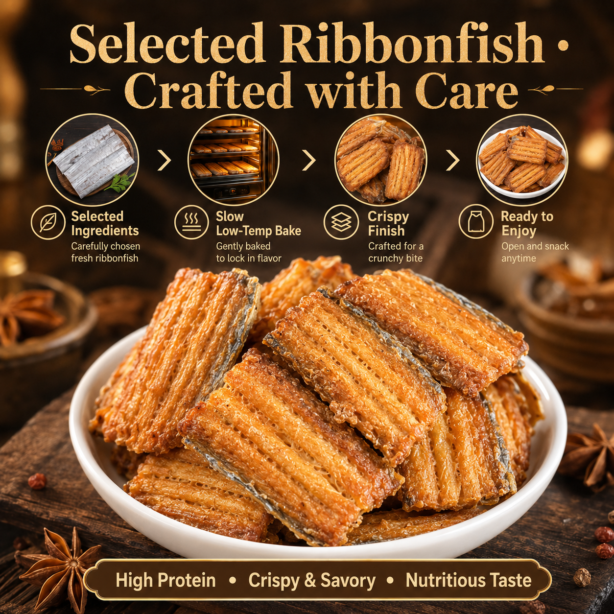 High Protein • Omega-3 Rich • Crunchy Seafood Snack for Everyday Energy & Wellness-HJY