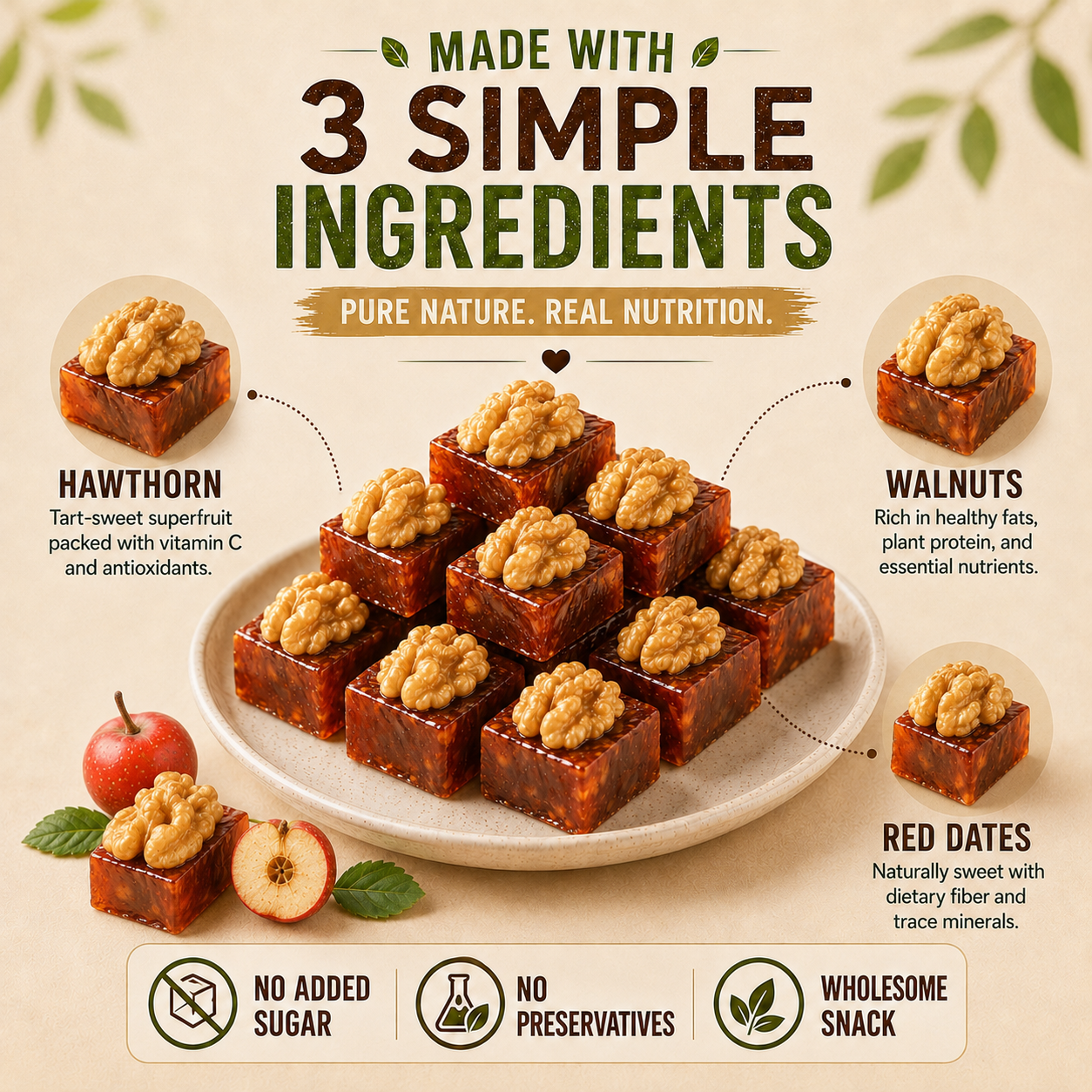 Natural Daily Fuel for Men’s Strength, Stamina & Vitality-Hawthorn Walnut Pie-HJY