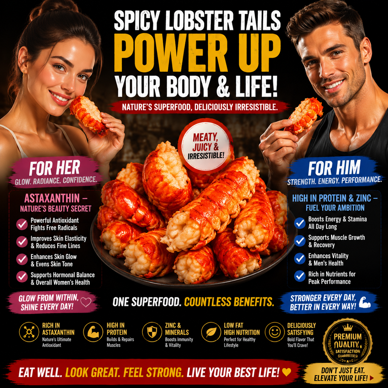 Spicy Ready-To-Eat Alaskan Wild-Caught Crawfish Tails, Juicy On-The-Go Seafood Snack-SUY