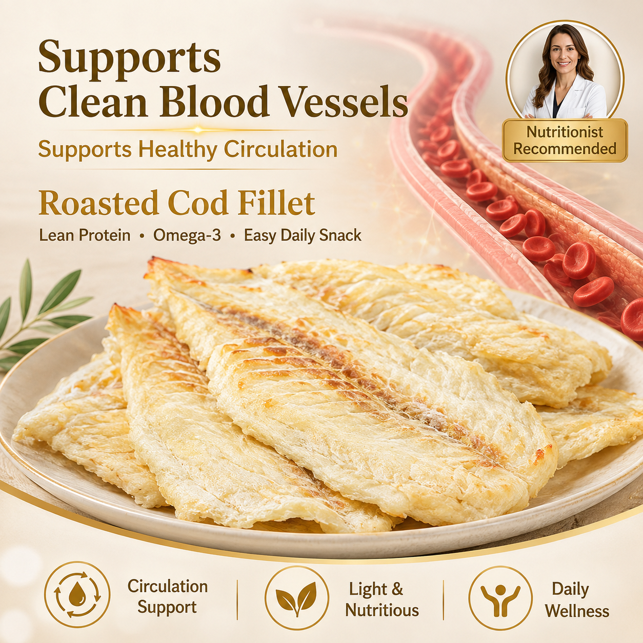 Roasted Cod Fillet for Heart & Cardiovascular Wellness-HJY