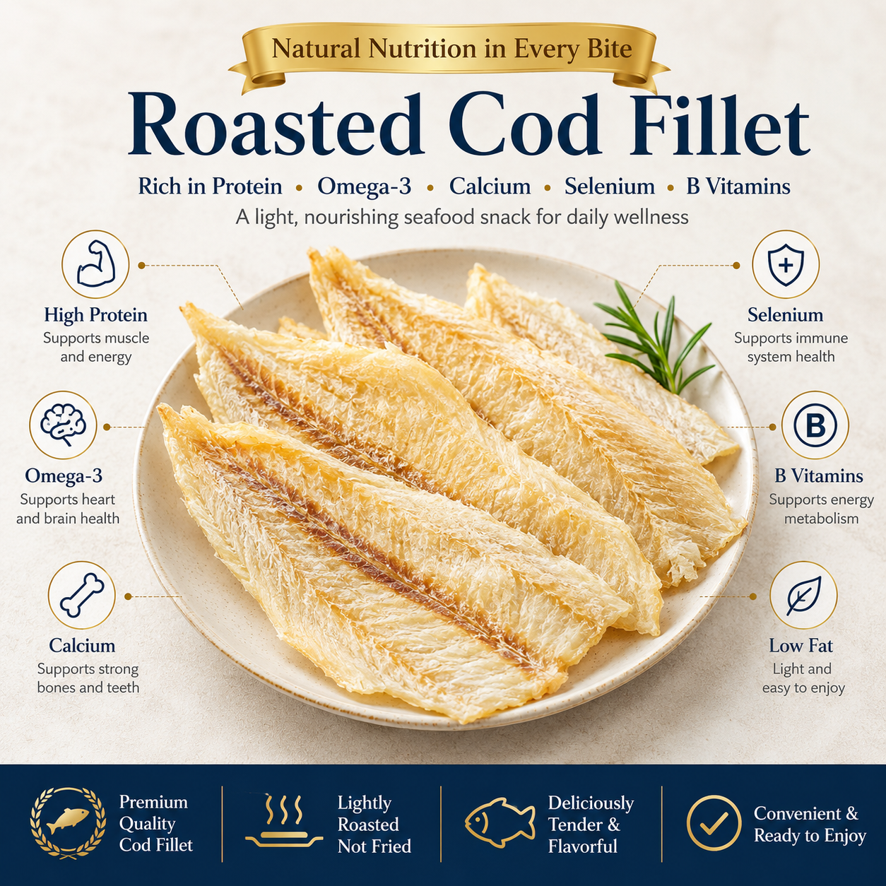 Roasted Cod Fillet for Heart & Cardiovascular Wellness-HJY