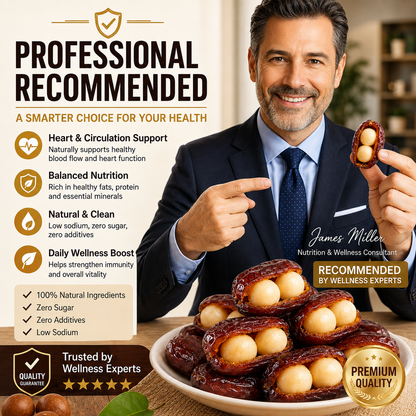 Premium Dates Stuffed with Macadamia Nuts-Supports Heart, Vascular & Blood Sugar Health-NEX