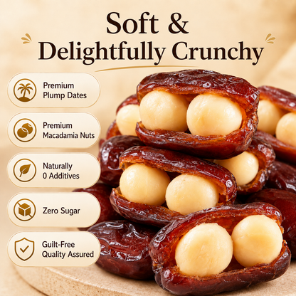 Premium Dates Stuffed with Macadamia Nuts-Supports Heart, Vascular & Blood Sugar Health-NEX
